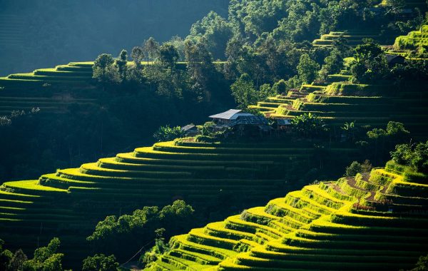 航拍镜头下的高原湖泊与远山，湖面倒映天空云层，画面开阔通透，纪录片风格的自然景观